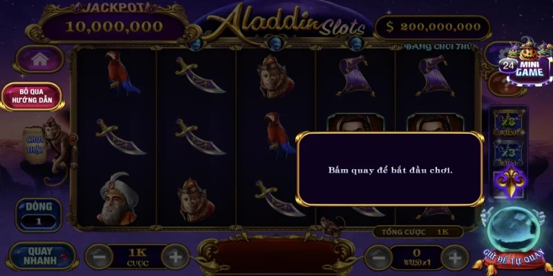 Hướng dẫn tham gia chơi aladdin slots cực đơn giản